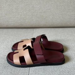 Hermès Rouge H & Beige Chypre Sandals - Size 39