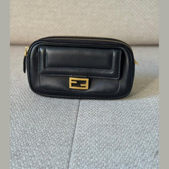 Fendi Black Leather FF Baguette Camera Bag