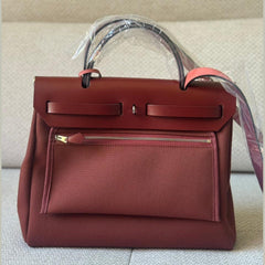 Hermès Rouge H Herbag Zip 31 with Palladium Hardware - Stamp K