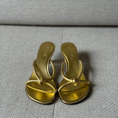 Bottega Veneta Gold Knot Kitten Heel Sandals - Size 37