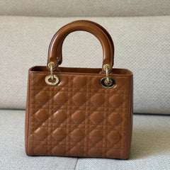 Christian Dior Caramel Patent Leather Medium Lady Dior Bag (Restored)