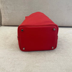 Hermès Rouge Radieux PHW Picotin 18