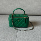 Chanel Green Quilted Vanity Case