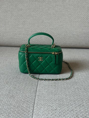 Chanel Green Quilted Vanity Case
