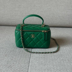 Chanel Green Quilted Vanity Case
