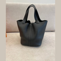 Hermès Black Picotin 22 Clemence Leather with PHW