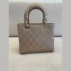Christian Dior Metallic Gold Medium Lady Dior Bag with Strap
