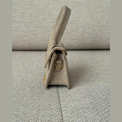 Jacquemus Le Chiquito Beige Linen Top Handle Bag with Strap