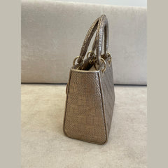 Christian Dior Metallic Gold Medium Lady Dior Bag with Strap