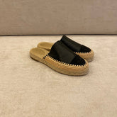 Chanel Black Leather Espadrilles Mules - Size 40