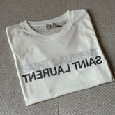 Saint Laurent White Reverse Logo T-Shirt - Size S