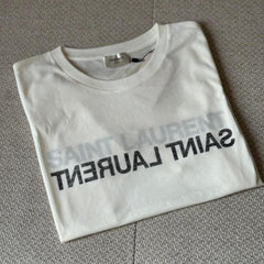 Saint Laurent White Reverse Logo T-Shirt - Size S
