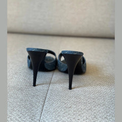 Saint Laurent Denim Logo Mules - Size 40