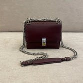 Fendi Kan I Small Bag Burgundy Calfskin with Silver Tone Hardware