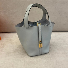 Hermès Picotin Lock 18 in Bleu Pale with Gold Hardware