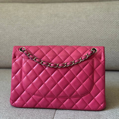 Chanel Quilted Lambskin Leather Pink Jumbo Double Flap Bag (Restored)