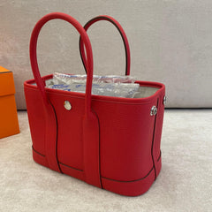 Hermès Rouge Radieux Leather Neo Garden Party