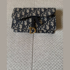 Christian Dior Blue Dior Oblique Jacquard Saddle Belt Pouch