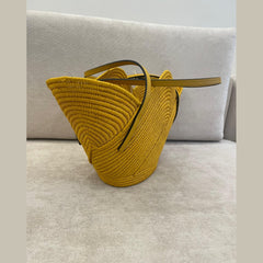 Loewe Yellow Raffia Petal Basket Bag