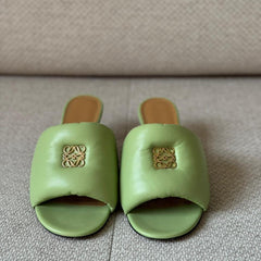 Loewe Anagram Green Padded Mules - Size 39