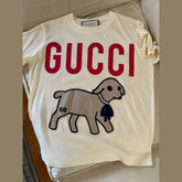 Gucci White Embellished Lamb Logo Graphic T-Shirt - Size XXS