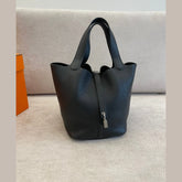 Hermès Black Picotin 22 Clemence Leather with PHW