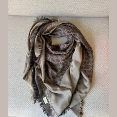Gucci GG Brown Silk & Wool Square Scarf