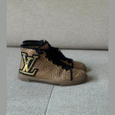 Louis Vuitton Punchy High Top Sneakers with Sequined LV Patch - Size 37
