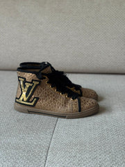 Louis Vuitton Punchy High Top Sneakers with Sequined LV Patch - Size 37