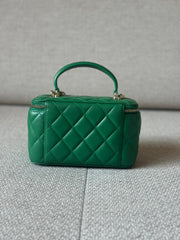 Chanel Green Quilted Vanity Case