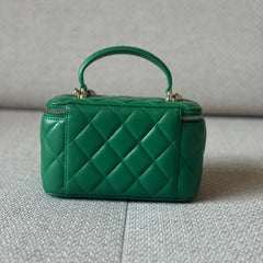 Chanel Green Quilted Vanity Case