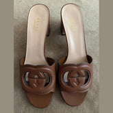 Gucci Brown Interlocking G Sandals - Size 37.5