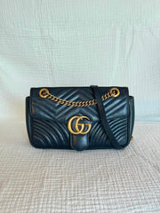 Gucci Small Black GG Marmont Shoulder Bag