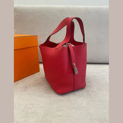 Hermès Rouge Radieux PHW Picotin 18