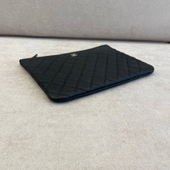 Chanel Black Quilted Caviar Leather Clutch