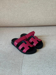 Hermès Chypre Sandals Rose Magenta Epsom Leather - Size 38.5