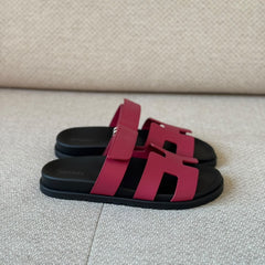Hermès Chypre Sandals Rose Magenta Epsom Leather - Size 38.5