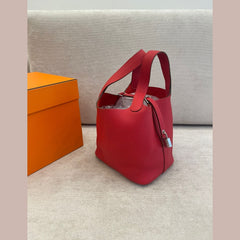 Hermès Rouge Radieux PHW Picotin 18