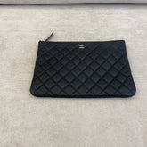 Chanel Black Quilted Caviar Leather Clutch