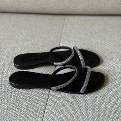 Giuseppe Zanotti Black Embellished Flat Sandals - Size 38