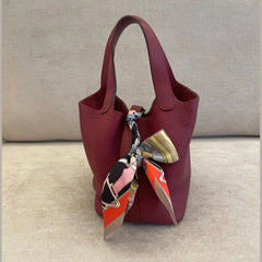 Hermès Ruby Red Picotin 18 Clemence Leather PHW with Twilly and Entrupy Certificate