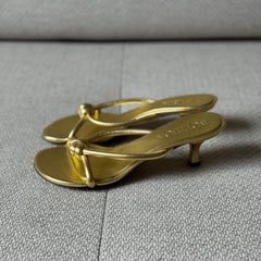 Bottega Veneta Gold Knot Kitten Heel Sandals - Size 37