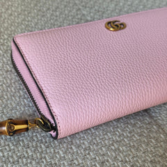 Gucci Light Pink GG Marmont Zip-Around Wallet