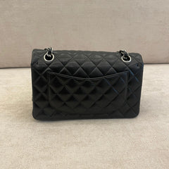 Chanel Black Medium Lambskin Double Flap Shoulder Bag Silver Hardware (DYED)