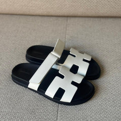 Hermès White Calfskin Leather Chypre Sandals - 39.5