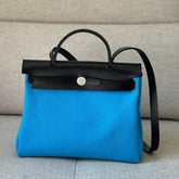 Hermès Herbag Zip 31 in Bleu Riviera/Noir - Stamp K