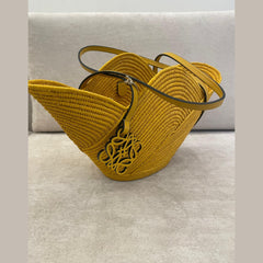 Loewe Yellow Raffia Petal Basket Bag