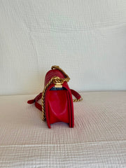 Chanel Red Medium Boy Caviar Leather Shoulder Bag