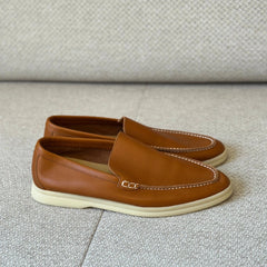 Loro Piana Tan Leather Summer Walk Loafers - Size 41