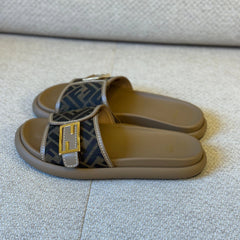 Fendi Feel Slides FF Logo Canvas Size 39